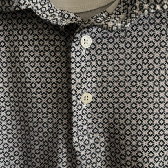 Kenneth Cole Men's XXL Polo Golf Blue/White Abstract Pattern Poly/Spandex - Picture 4 of 8